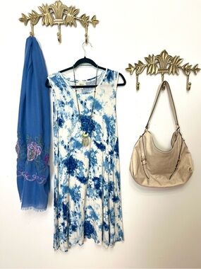 Style&Co Blue Tie-Dye Sleeveless  Dress L/Xl ptp 22” l 40”
